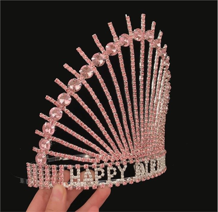 HAPPY BIRTHDAY Custom Crown Rhinestone Pageant Crowns